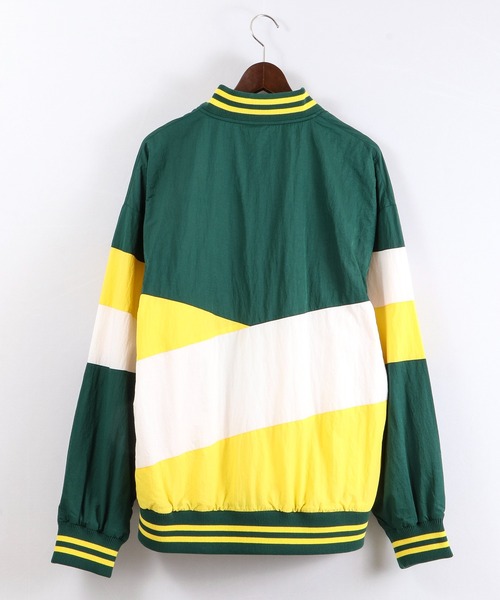 SUGGESTION（サジェッション）の「【SUGGESTION】ナイロン切替ビッグシルエットスタジアムジャンパー（スタジャン・メンズ・パープル/グリーン・M/L）」の14枚目の写真