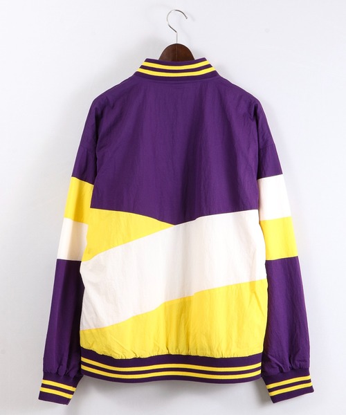 SUGGESTION（サジェッション）の「【SUGGESTION】ナイロン切替ビッグシルエットスタジアムジャンパー（スタジャン・メンズ・パープル/グリーン・M/L）」の9枚目の写真