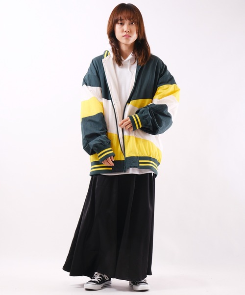 SUGGESTION（サジェッション）の「【SUGGESTION】ナイロン切替ビッグシルエットスタジアムジャンパー（スタジャン・メンズ・パープル/グリーン・M/L）」の15枚目の写真