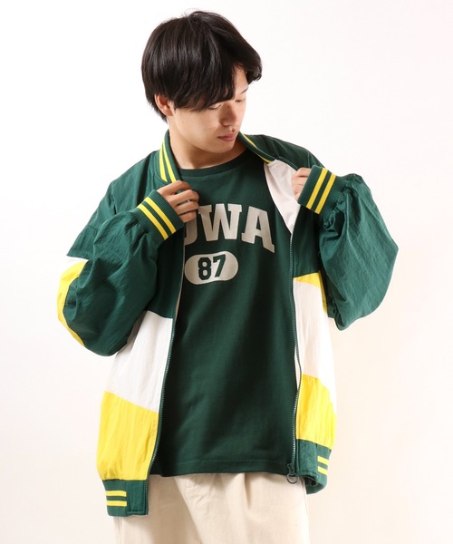 SUGGESTION（サジェッション）の「【SUGGESTION】ナイロン切替ビッグシルエットスタジアムジャンパー（スタジャン・メンズ・パープル/グリーン・M/L）」の11枚目の写真