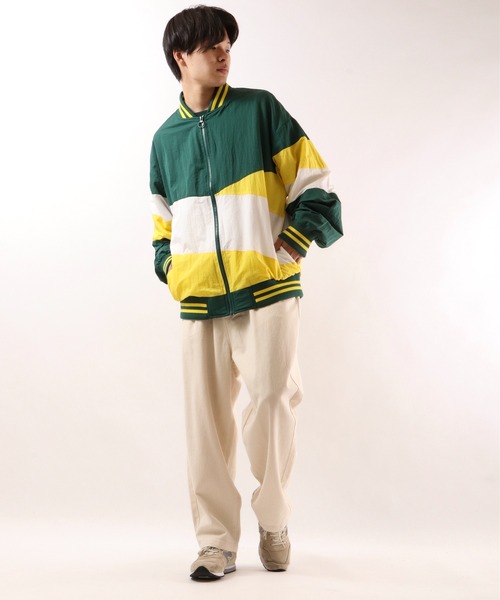 SUGGESTION（サジェッション）の「【SUGGESTION】ナイロン切替ビッグシルエットスタジアムジャンパー（スタジャン・メンズ・パープル/グリーン・M/L）」の17枚目の写真