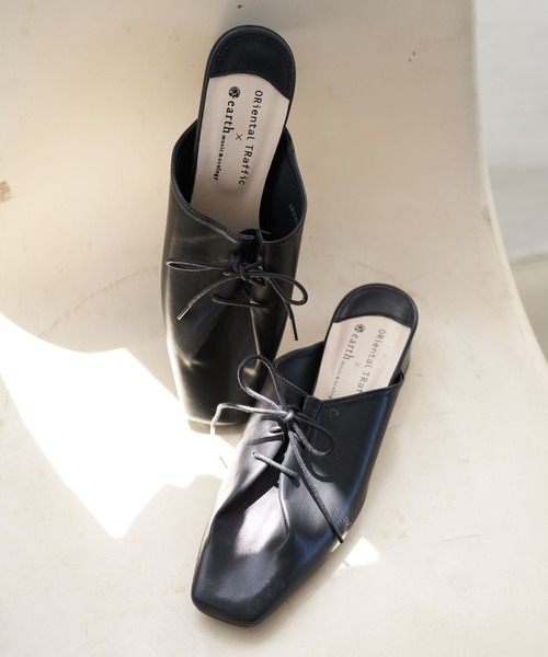 ORiental TRaffic(オリエンタルトラフィック)の「ORiental TRaffic レースアップスリッパ *(サンダル・レディース・アイボリー/ブラック・S/M/L)」の1枚目の写真