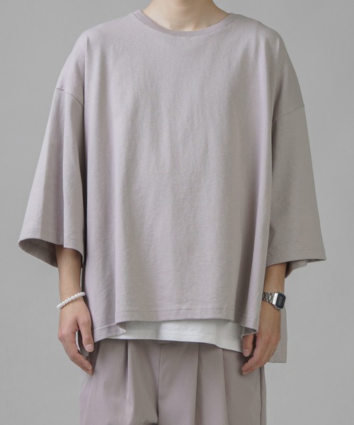 SPINNS（スピンズ）の「【ゆったりシルエット】スーパーワイド６分袖カットソー（Tシャツ/カットソー・メンズ・ホワイト/サックスブルー/グリーン/チャコール・M/L）」の13枚目の写真