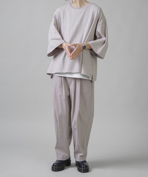 SPINNS（スピンズ）の「【ゆったりシルエット】スーパーワイド６分袖カットソー（Tシャツ/カットソー・メンズ・ホワイト/サックスブルー/グリーン/チャコール・M/L）」の14枚目の写真