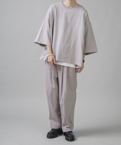 SPINNS（スピンズ）の「【ゆったりシルエット】スーパーワイド６分袖カットソー（Tシャツ/カットソー・メンズ・ホワイト/サックスブルー/グリーン/チャコール・M/L）」の6枚目の写真