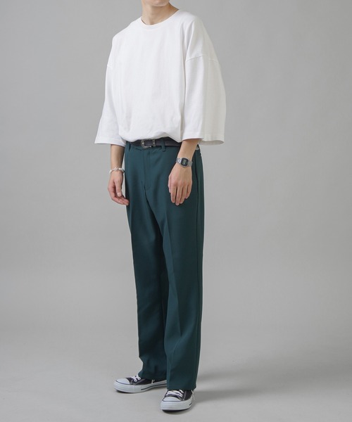 SPINNS（スピンズ）の「【ゆったりシルエット】スーパーワイド６分袖カットソー（Tシャツ/カットソー・メンズ・ホワイト/サックスブルー/グリーン/チャコール・M/L）」の9枚目の写真