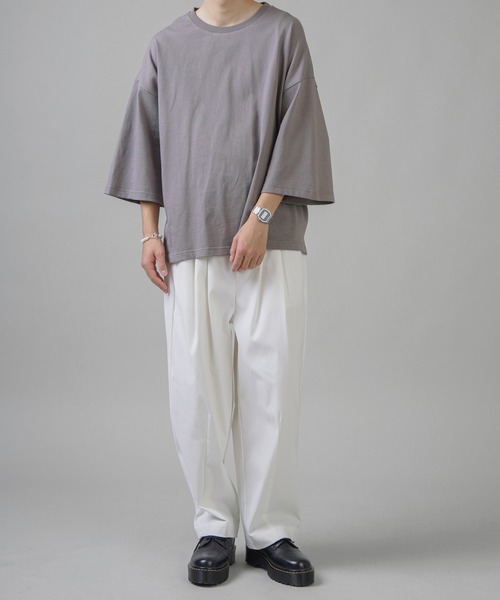 SPINNS（スピンズ）の「【ゆったりシルエット】スーパーワイド６分袖カットソー（Tシャツ/カットソー・メンズ・ホワイト/サックスブルー/グリーン/チャコール・M/L）」の15枚目の写真