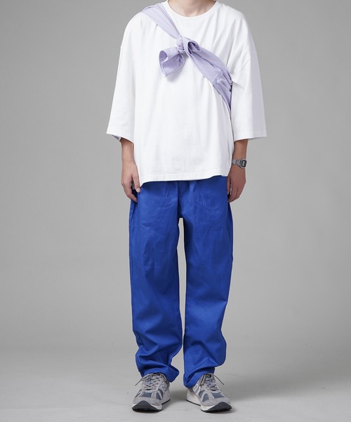 SPINNS（スピンズ）の「【ゆったりシルエット】スーパーワイド６分袖カットソー（Tシャツ/カットソー・メンズ・ホワイト/サックスブルー/グリーン/チャコール・M/L）」の10枚目の写真