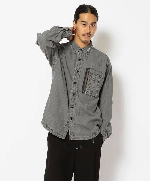 AVIREX（アヴィレックス）の「【TYPE BLUE/タイプブルー】長袖 デニム MA-1 シャツ /  LONG SLEEVE DENIM MA-1 SHIRT / アヴィレックス / AVIREX（シャツ/ブラウス・メンズ・ブラック/ライトインディゴブルー/その他・XX-LARGE/X-LARGE/MEDIUM/LARGE）」の5枚目の写真