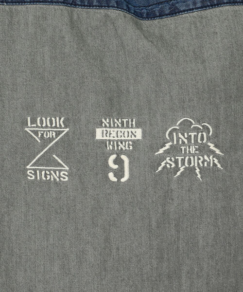 AVIREX（アヴィレックス）の「【TYPE BLUE/タイプブルー】長袖 デニム MA-1 シャツ /  LONG SLEEVE DENIM MA-1 SHIRT / アヴィレックス / AVIREX（シャツ/ブラウス・メンズ・ブラック/ライトインディゴブルー/その他・XX-LARGE/X-LARGE/MEDIUM/LARGE）」の10枚目の写真