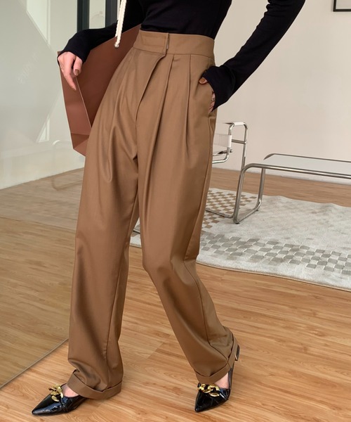 Diosfront（ディオスフロント）の「テープベルトカラータックスラックス（スラックス・レディース・ブラック/モカ/ベージュ/ネイビー・S/M/L/XL）」の3枚目の写真