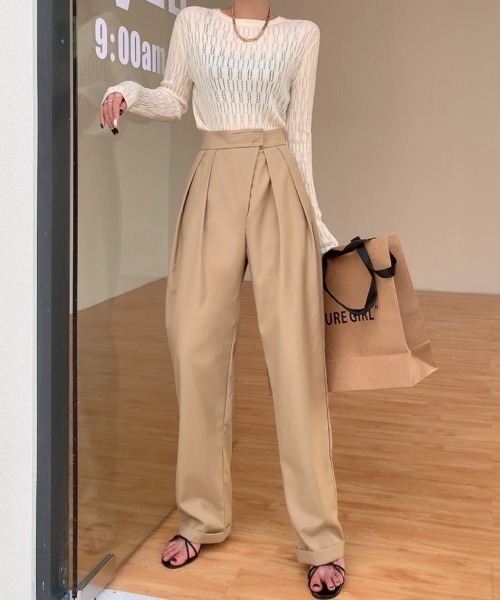 Diosfront（ディオスフロント）の「テープベルトカラータックスラックス（スラックス・レディース・ブラック/モカ/ベージュ/ネイビー・S/M/L/XL）」の17枚目の写真