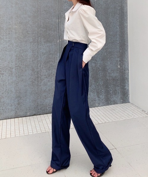 Diosfront（ディオスフロント）の「テープベルトカラータックスラックス（スラックス・レディース・ブラック/モカ/ベージュ/ネイビー・S/M/L/XL）」の9枚目の写真