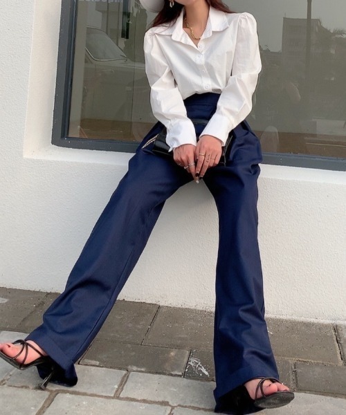 Diosfront（ディオスフロント）の「テープベルトカラータックスラックス（スラックス・レディース・ブラック/モカ/ベージュ/ネイビー・S/M/L/XL）」の7枚目の写真