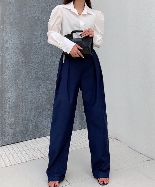 Diosfront（ディオスフロント）の「テープベルトカラータックスラックス（スラックス・レディース・ブラック/モカ/ベージュ/ネイビー・S/M/L/XL）」の6枚目の写真