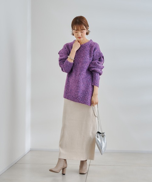 DouDou（ドゥドゥ）の「【新色追加】コーデュロイジャージースカート（スカート・レディース・グリーン/チャコールグレー/オフホワイト/ライトグレー/ブラック/モカ/グレー・FREE）」の9枚目の写真