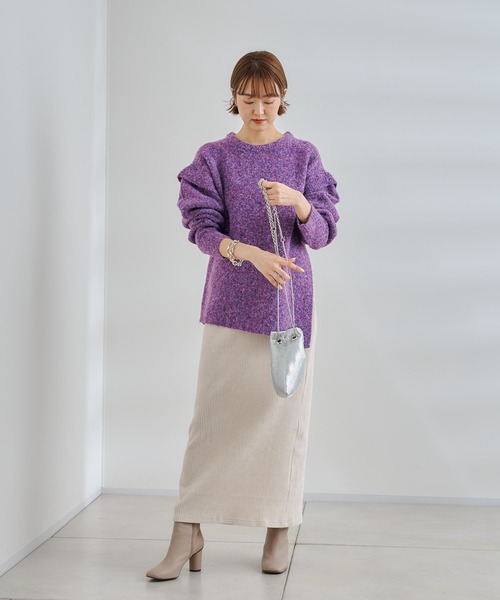 DouDou（ドゥドゥ）の「【新色追加】コーデュロイジャージースカート（スカート・レディース・グリーン/チャコールグレー/オフホワイト/ライトグレー/ブラック/モカ/グレー・FREE）」の10枚目の写真