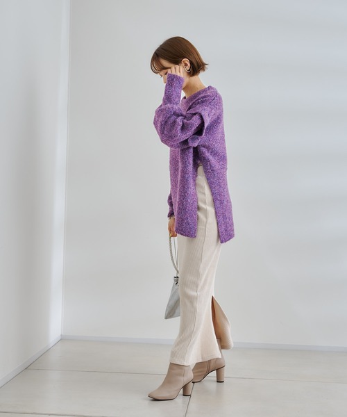 DouDou（ドゥドゥ）の「【新色追加】コーデュロイジャージースカート（スカート・レディース・グリーン/チャコールグレー/オフホワイト/ライトグレー/ブラック/モカ/グレー・FREE）」の12枚目の写真