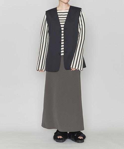 ASTRAET(アストラット)の「<ASTRAET(アストラット)>ブークレー ウエストゴム マキシスカート(スカート・レディース・ブラック/ダークグレー・FREE)」の9枚目の写真