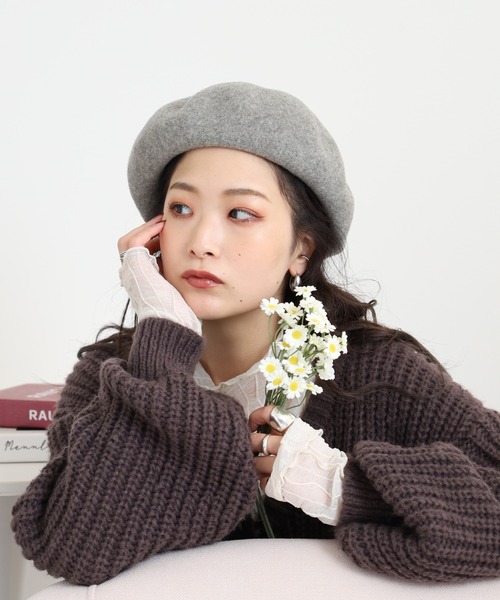 Sense of Grace(センスオブグレース)の「TINO BERET ウール バスクベレー帽 チョボ付き(ハンチング/ベレー帽・レディース・オリーブ/ワイン/オレンジ/キャメル/アッシュ/ベージュ/ネイビー/ブラウン/グレー/ブラック・FREE)」の12枚目の写真