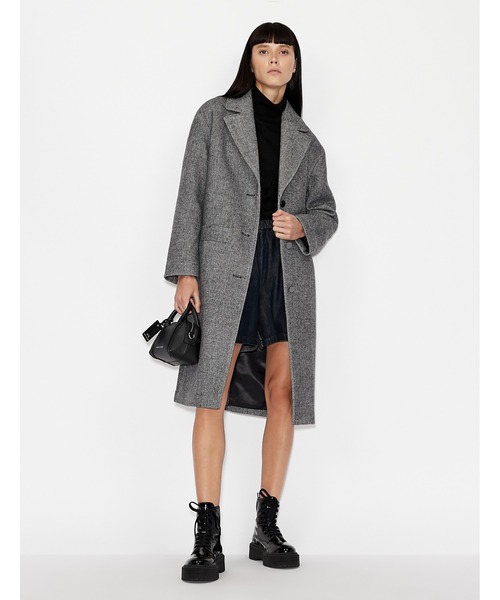 ARMANI EXCHANGE（アルマーニエクスチェンジ）の「【A|X アルマーニ エクスチェンジ】ヘリンボーン柄チェスターコート（チェスターコート・レディース・グレー・SMALL/MEDIUM/LARGE/X-SMALL）」の4枚目の写真
