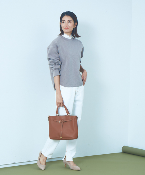 Abahouse Devinette(ドゥヴィネット)の「【BRAHMIN】襟付きダンボールニットプルオーバー(ニット/セーター・レディース・モカ/ネイビー・フリー)」の3枚目の写真