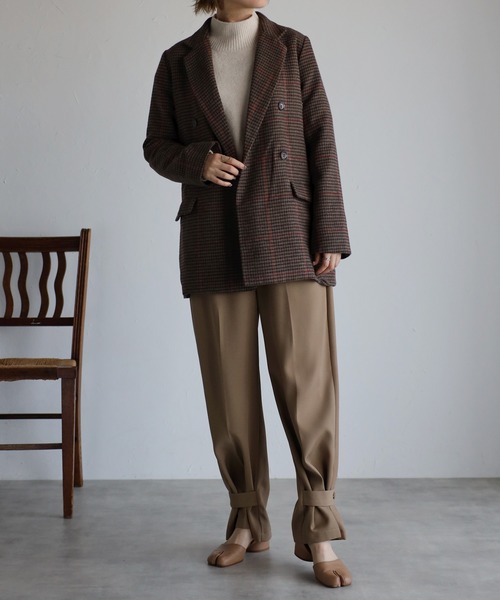 JURGEN LEHL チェック柄ダブルブレストジャケット 新品未使用♡ アウトレット】2wayストレッチ トロピカルダブルブレスト