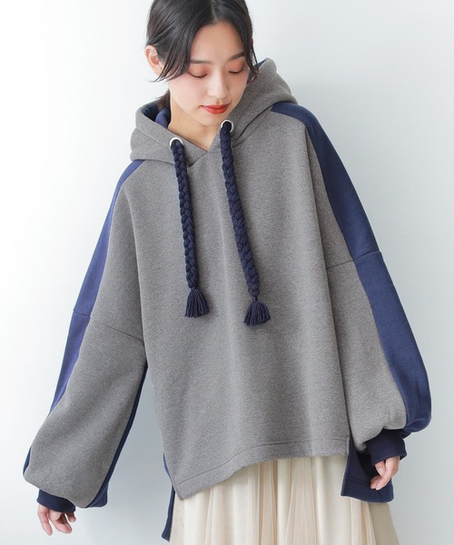 osharewalker（オシャレウォーカー）の「【廃盤】『裏起毛バイカラーパーカー』（パーカー・レディース・ブラック/ボルドー/杢グレー・FREE）」の6枚目の写真