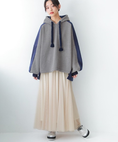 osharewalker（オシャレウォーカー）の「【廃盤】『裏起毛バイカラーパーカー』（パーカー・レディース・ブラック/ボルドー/杢グレー・FREE）」の8枚目の写真