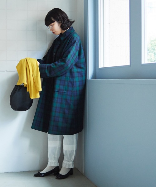 bulle de savon 青 ロングコート bulle de savon（ビュルデサボン）の「Recycle wool Twill ステン