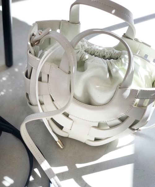 DouDou（ドゥドゥ）の「ハーフムーンメッシュショルダーBAG（ショルダーバッグ・レディース・アイボリー/グリーン/ブラック・FREE）」の11枚目の写真