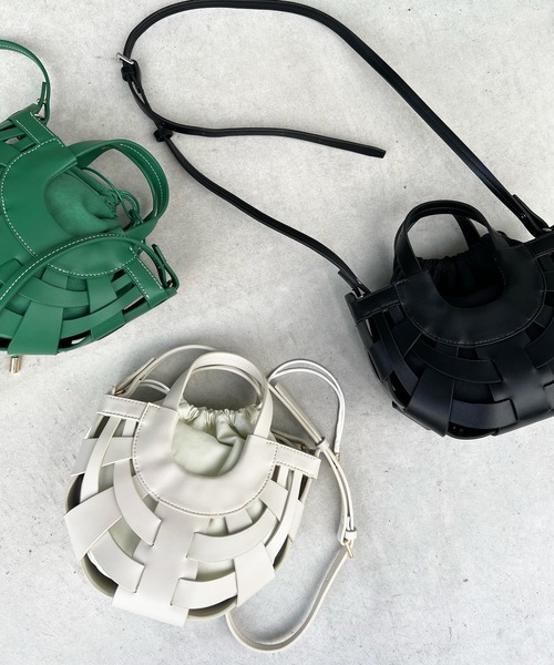 DouDou（ドゥドゥ）の「ハーフムーンメッシュショルダーBAG（ショルダーバッグ・レディース・アイボリー/グリーン/ブラック・FREE）」の7枚目の写真