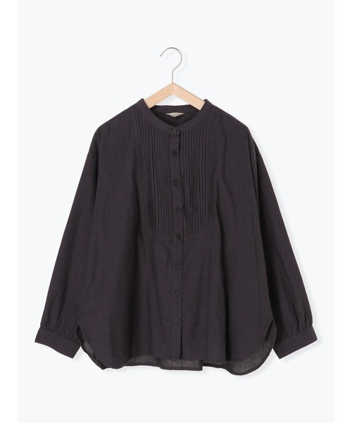 Samansa Mos2（サマンサ モスモス）の「ピンタックバンドカラーブラウス（シャツ/ブラウス・レディース・ベージュ/ネイビー/オフホワイト/チャコール・ﾌﾘ-）」の3枚目の写真