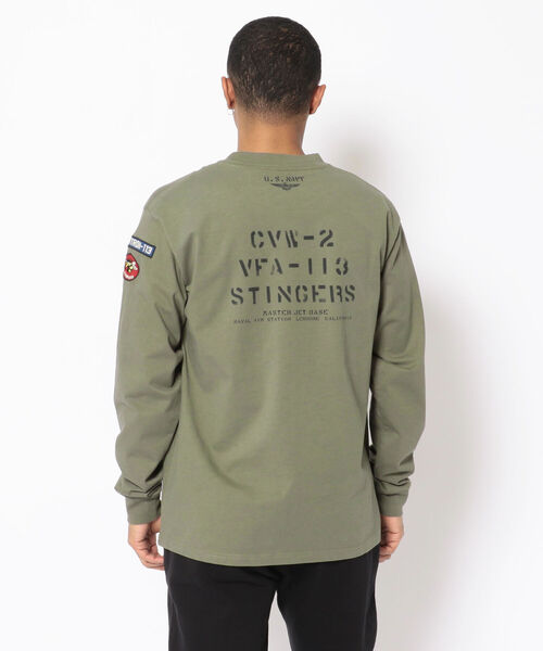 AVIREX（アヴィレックス）の「ネイバル パッチ ロングスリーブ Tシャツ / NAVAL PATCH LONG SLEEVE T-SHIRT / アヴィレックス / AVIREX（Tシャツ/カットソー・メンズ・ホワイト/ネイビー/オレンジ/その他/オリーブ/ネイビー系1/グレー系その他2/その他17・MEDIUM/LARGE/X-LARGE/XX-LARGE/M/XL/2XL/L）」の4枚目の写真