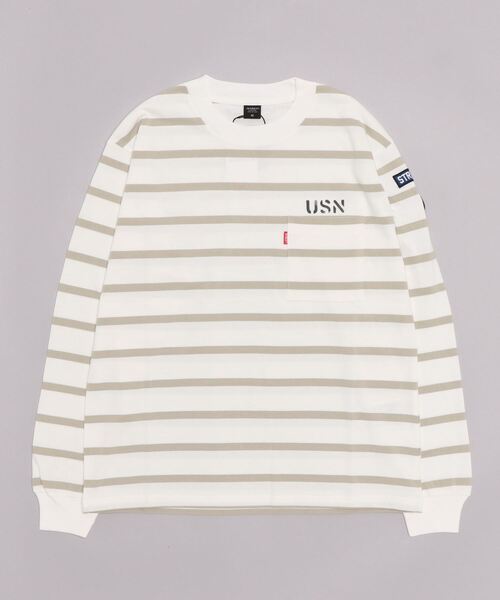 AVIREX（アヴィレックス）の「ネイバル パッチ ロングスリーブ Tシャツ / NAVAL PATCH LONG SLEEVE T-SHIRT / アヴィレックス / AVIREX（Tシャツ/カットソー・メンズ・ホワイト/ネイビー/オレンジ/その他/オリーブ/ネイビー系1/グレー系その他2/その他17・MEDIUM/LARGE/X-LARGE/XX-LARGE/M/XL/2XL/L）」の3枚目の写真