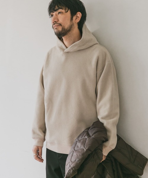 URBAN RESEARCH DOORS（アーバンリサーチドアーズ）の「ダブルフェイスフリースフーディー（パーカー・メンズ・オフホワイト/チャコールグレー・38/40）」の2枚目の写真