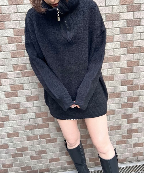 SPIGA(スピーガ)の「ハーフジップオーバーニット(ニット/セーター・レディース・ホワイト/ブラック/ボルドー・FREE)」の12枚目の写真