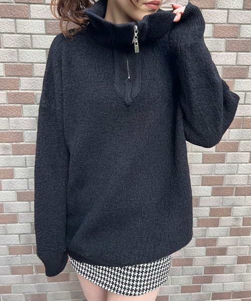 SPIGA(スピーガ)の「ハーフジップオーバーニット(ニット/セーター・レディース・ホワイト/ブラック/ボルドー・FREE)」の13枚目の写真