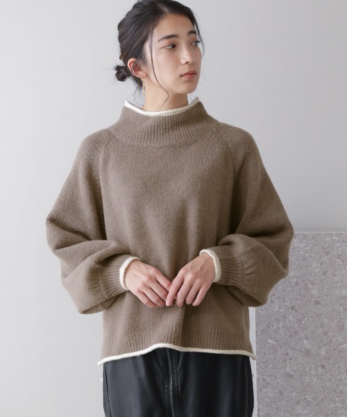 Bou Jeloud(ブージュルード)の「【WEB限定】パイピング配色ラグランニット(ニット/セーター・レディース・グレー/カーキ/モカ・FREE)」の14枚目の写真