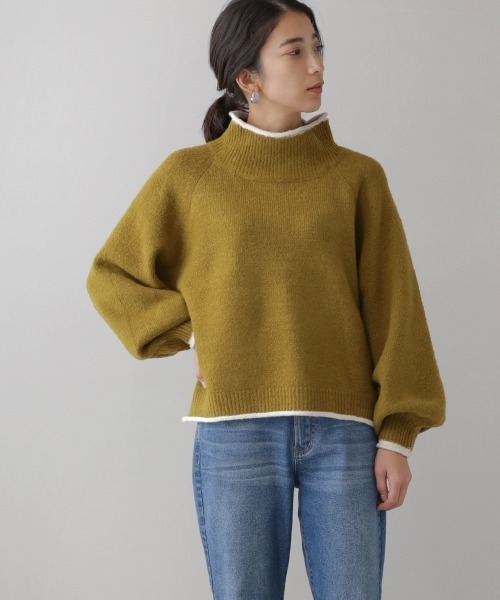 Bou Jeloud(ブージュルード)の「【WEB限定】パイピング配色ラグランニット(ニット/セーター・レディース・グレー/カーキ/モカ・FREE)」の13枚目の写真