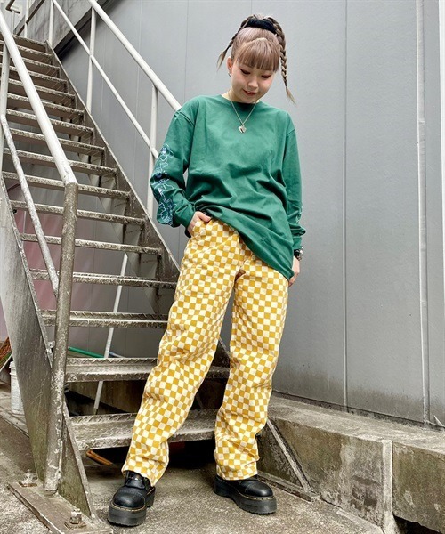 Candy Stripper(キャンディストリッパー)の「CHECKERED EASY パンツ(その他パンツ・レディース・オレンジ/ブラック/ライトグリーン・2)」の7枚目の写真