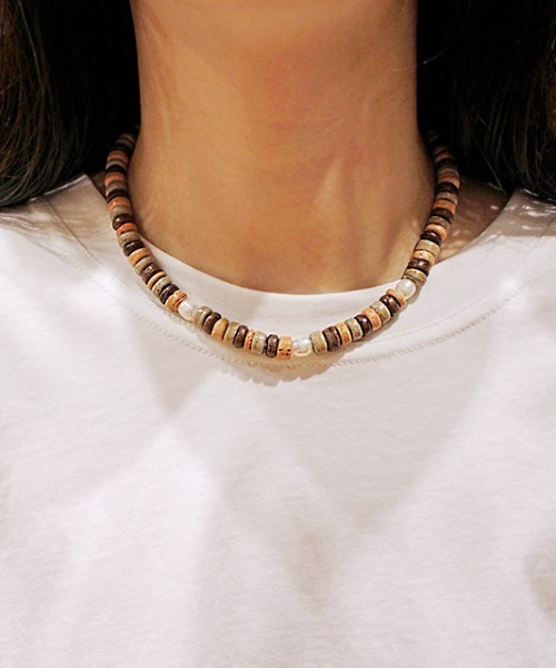 CONTROL FREAK / CTFK（コントロールフリーク）の「CONTROL FREAK(コントロールフリーク)ココビーズネックレス（ネックレス・レディース・グリーン/ブラウン・FREE）」の5枚目の写真