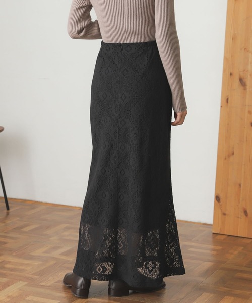 SENSE OF PLACE by URBAN RESEARCH（センスオブプレイスバイアーバンリサーチ）の「コットンレースナロースカート（スカート・レディース・ブラック/アイボリー・ONE）」の15枚目の写真