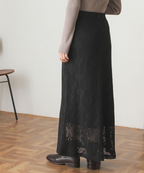 SENSE OF PLACE by URBAN RESEARCH（センスオブプレイスバイアーバンリサーチ）の「コットンレースナロースカート（スカート・レディース・ブラック/アイボリー・ONE）」の17枚目の写真