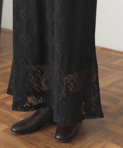 SENSE OF PLACE by URBAN RESEARCH（センスオブプレイスバイアーバンリサーチ）の「コットンレースナロースカート（スカート・レディース・ブラック/アイボリー・ONE）」の4枚目の写真