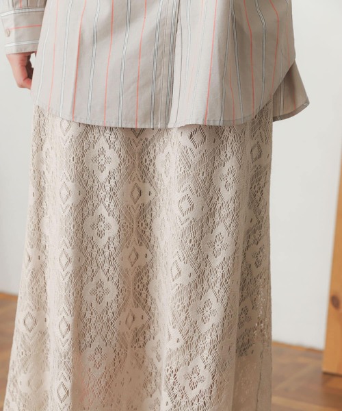 SENSE OF PLACE by URBAN RESEARCH（センスオブプレイスバイアーバンリサーチ）の「コットンレースナロースカート（スカート・レディース・ブラック/アイボリー・ONE）」の5枚目の写真