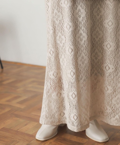 SENSE OF PLACE by URBAN RESEARCH（センスオブプレイスバイアーバンリサーチ）の「コットンレースナロースカート（スカート・レディース・ブラック/アイボリー・ONE）」の6枚目の写真
