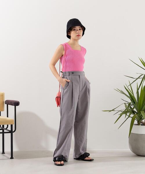 CITEN（シテン）の「＜CITEN（シテン）＞ダブルガーゼ タックワイドパンツ（その他パンツ・レディース・ライトグレー/オフホワイト・M/S）」の21枚目の写真