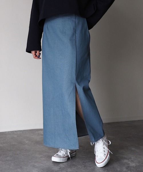 Riberry(リベリー)の「デニムスリットタイトスカート(デニムスカート・レディース・ブルー/インディゴブルー・MEDIUM)」の5枚目の写真