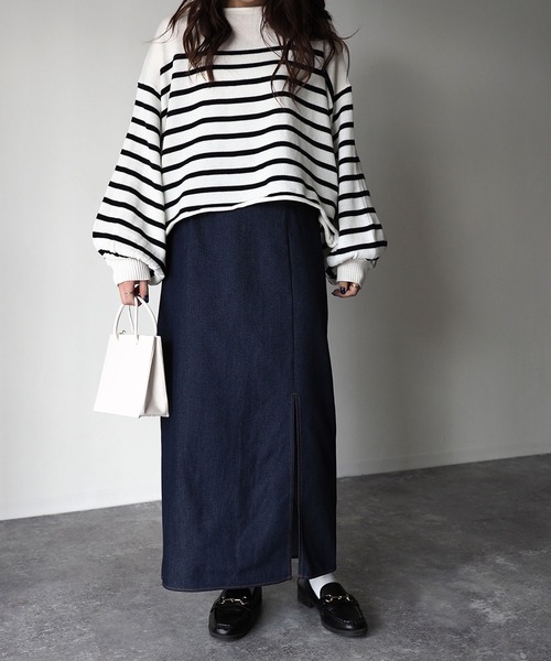 Riberry(リベリー)の「デニムスリットタイトスカート(デニムスカート・レディース・ブルー/インディゴブルー・MEDIUM)」の13枚目の写真